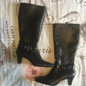 Anne Klein Garland iFlex Black Leather Boots